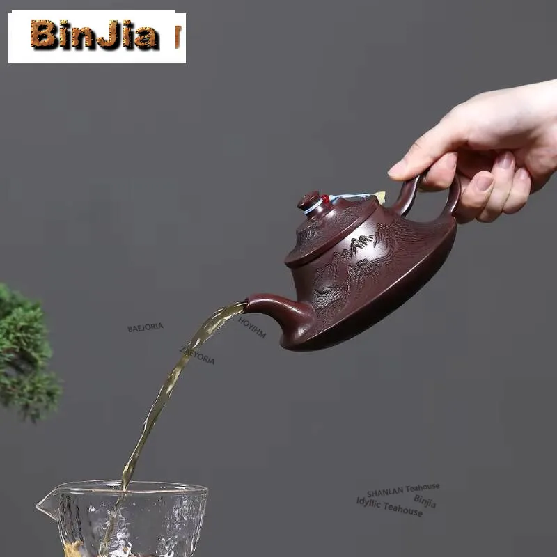 320ml Boutique Yixing Purple Clay Teapots Handmade The Great Wall Dragon Pot Raw Ore Mud Kettle Zisha Tea Set Tea Services Gift