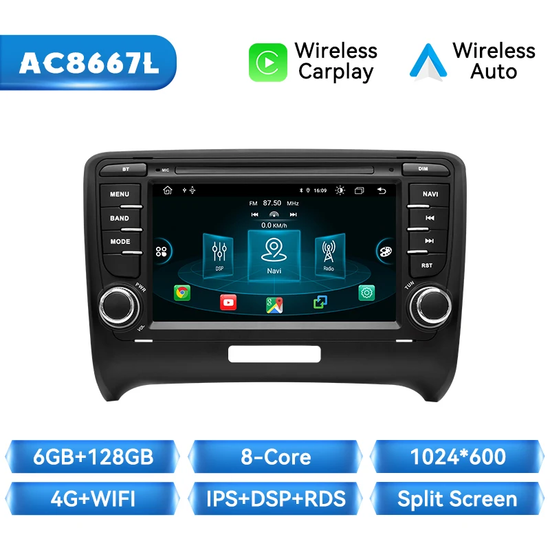 Draadloze Carplay Autoradio Speler Voor AUDI TT MK2 8J 2006 2007 2008 2009 2010 2011 2012 navigatie Bose DSP 4G Wifi Multimedia