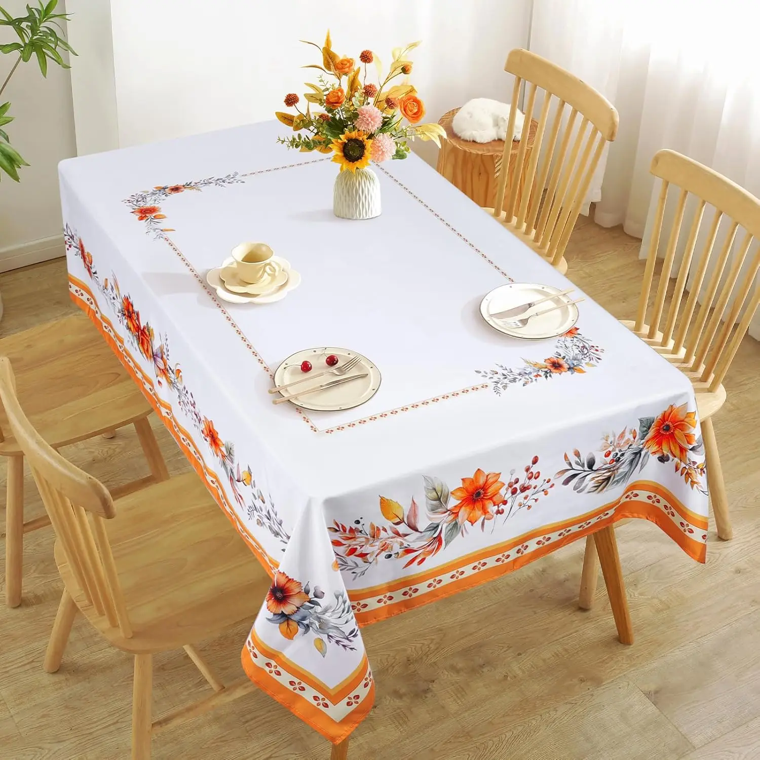 Fall Thanksgiving Maple Leaf Rectangle Tablecloth Table Decor Autumn Waterproof Tablecover Wedding Party Thanksgiving Decoration