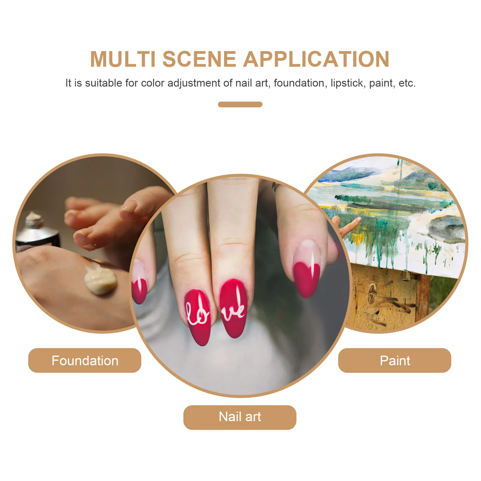 

Professional Apple Shaped Resin Manicure Palette White Gold Brim Nails Color Plate Easy Clean and Wipe Off Manicure Palette