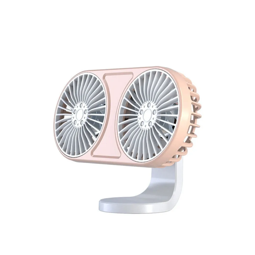 Mute 5 V Mini Fan 360° Rotating Low Noise Auto Electric Fan 3 Gear Dual-Head Auto Ventilation Fan Car Air Outlet