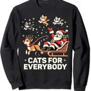 Polarshe Cats For Everybody Funny Christmas Cat Xmas Unisex Crewneck Sweatshirt