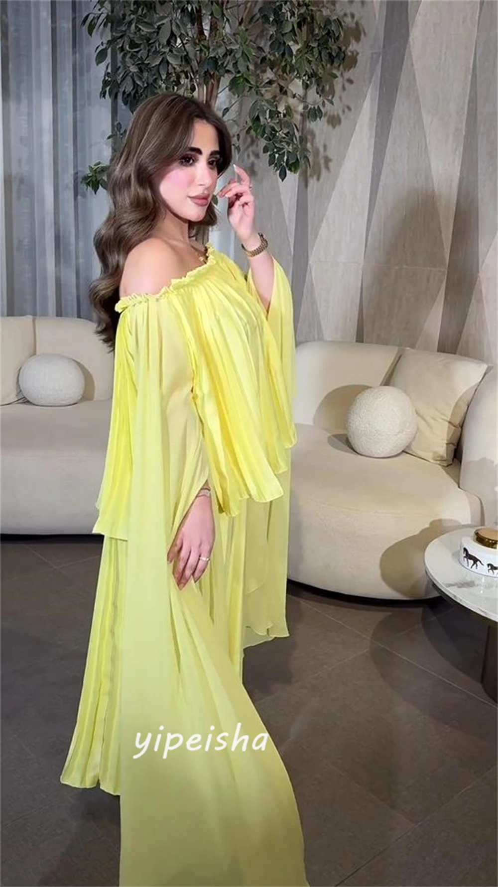 Jiayigong  Chiffon Ruched Valentine's Day A-line One-shoulder Bespoke Occasion Gown Long Dresses