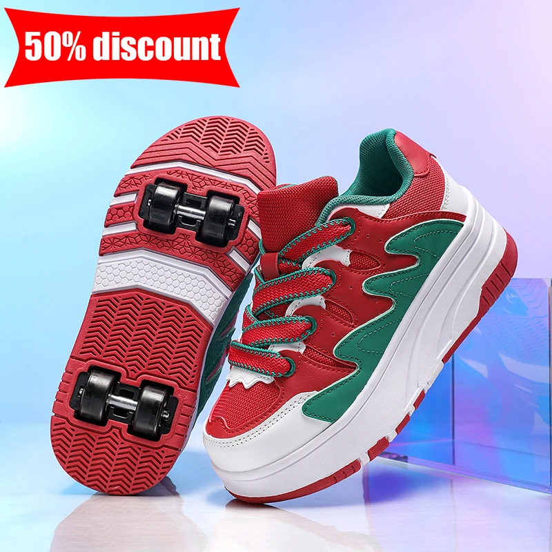 

Детская обувь для катания на роликовых коньках, новинка 2026, обувь с дышащей сеткой и четырьмя колесами, износостойкая невидимая уличная обувь для катания на роликовых коньках