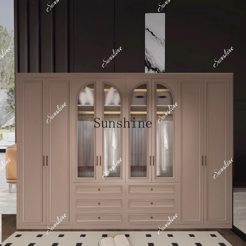 French retro wardrobe walk-in cloakroom home bedroom one door to top wardrobe customization FT