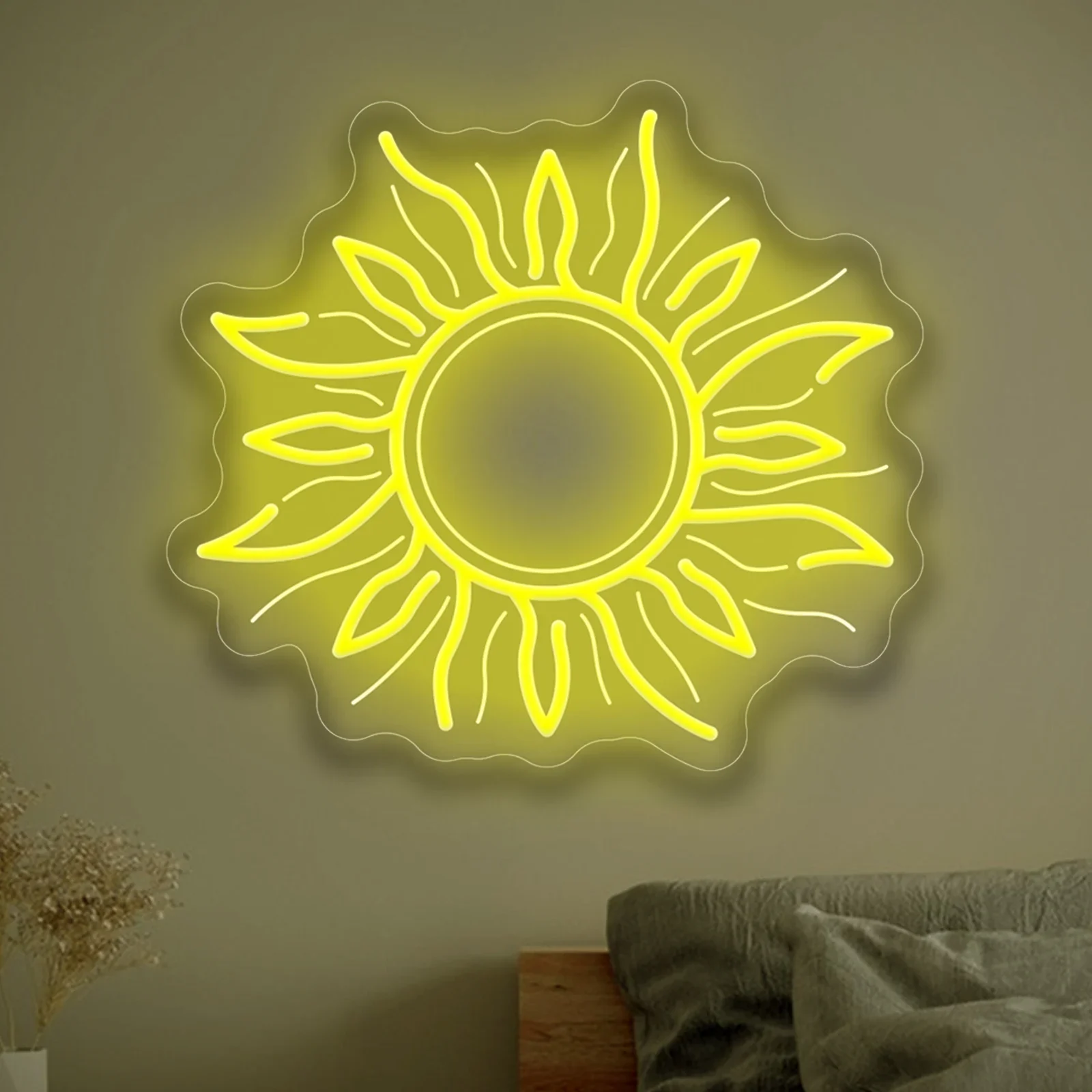 Sunflower Sunshine Neon Sign Yellow Floral LED Wall Art Acrylic USB Powered Dimmable Light For Living Room Boho Themed Decor