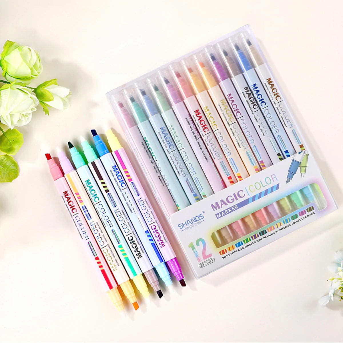 

Double Tips Magic Highlighter Pen Markers Pastel Drawing Pen for Student School Office Supplies Cute Stationery