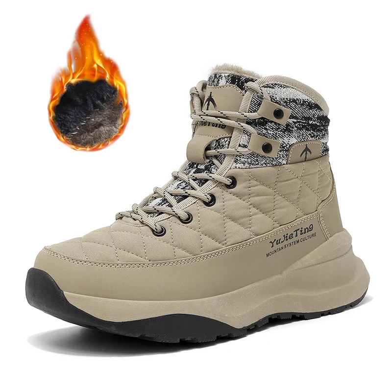 Winterstiefel für Herren, aus Mikrofaserleder, Schneestiefel, Herrenschuhe mit Plüschfutter, warm, lässig, wasserdicht, Herren-Sneakers, Frühlings-Knöchelstiefel.