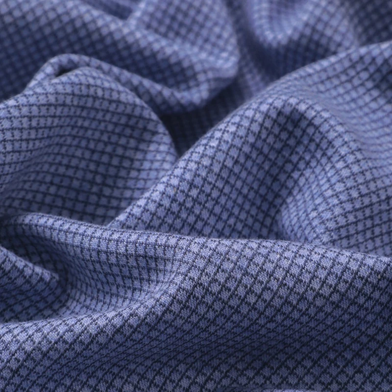 

140CM Wide 305G/M Weight Blue Check Knitted Cotton Fabric for Autumn and Winter Dress Coat Jacket Double-faced Fabric R116