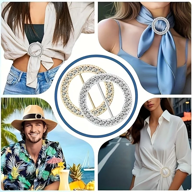 4er-Set Strass-T-Shirt-Clips, modische Strass-Schalclips, elegante Schal- und Taillenverschlüsse für Kleidung, Halstücher und Schals