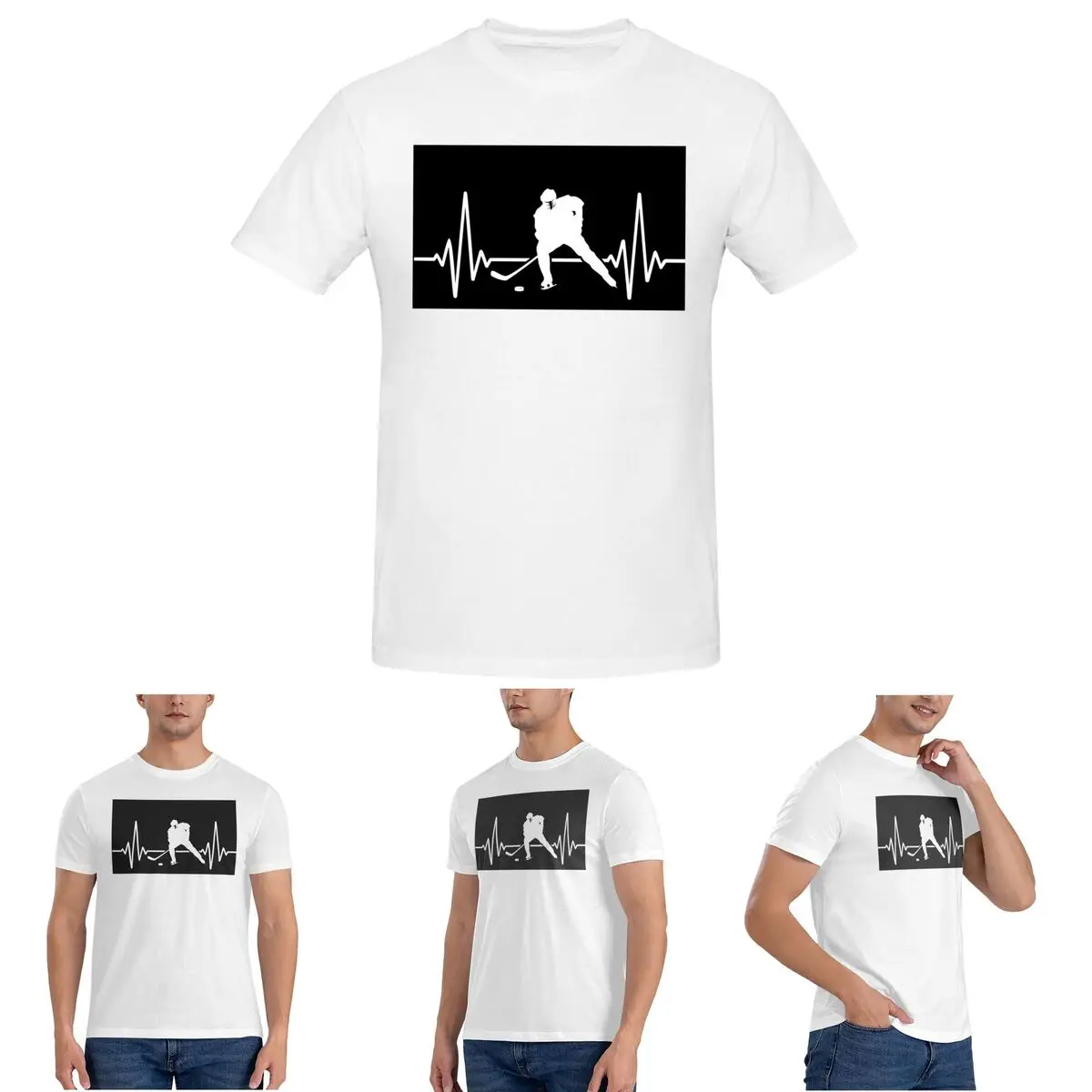 

Хоккейная футболка Heartbeat, хоккейная футболка Heartbeat для мужчин, хлопковые футболки больших размеров, мужские футболки с коротким круглым вырезом, летняя одежда, топы