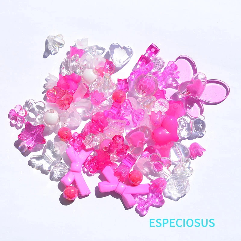 Transparent Multi Color Acrylic Flower Beads 20MM Bracelet Multi Style Heart Spacer Necklace Accssories DIY Jewelry Departments