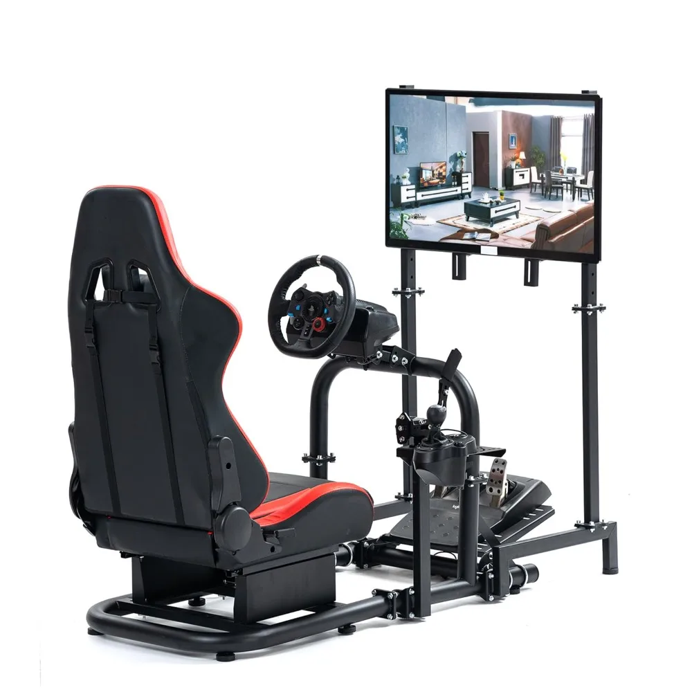 

Anman G25 Firm Racing Simulator Cockpit with Red Seat Fit for Logitech G27 G29 G920 G923,Thrustmaster T300RS TX Motion Driving W