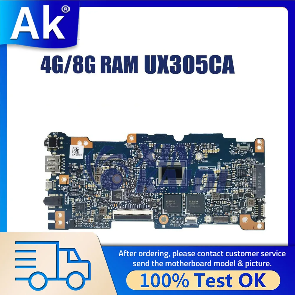 

Notebook Mainboard REV 2.0 for ASUS Zenbook UX305CA UX305 UX305C Laptop Motherboard With M3-6Y30 M5-6Y54 M7-6Y75 CPU 4G 8G-RAM