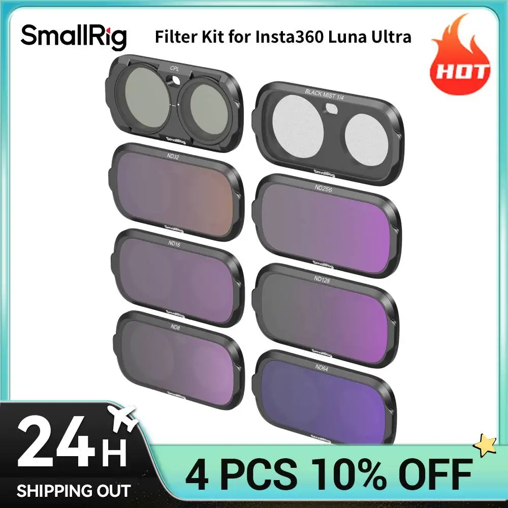 Image of SmallRig Filter-Kit für Insta360 Luna Ultra mit ND8 ND16 ND32 ND64 ND128 ND256 CPL 1/4 Schwarz-Diffusionsfilter 6687