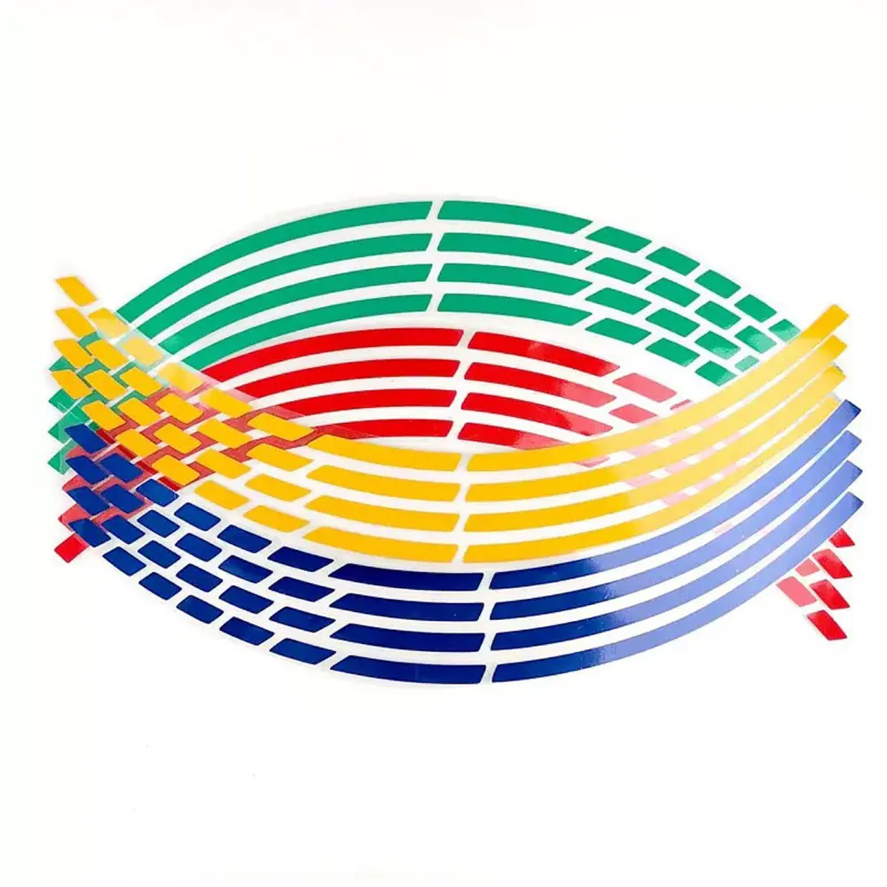 16 Stuks 17-18 "Strips Pvc Motorfiets Wiel Sticker Auto Reflecterende Velglint Motor Fiets Auto Band Decals trim Strip Universele