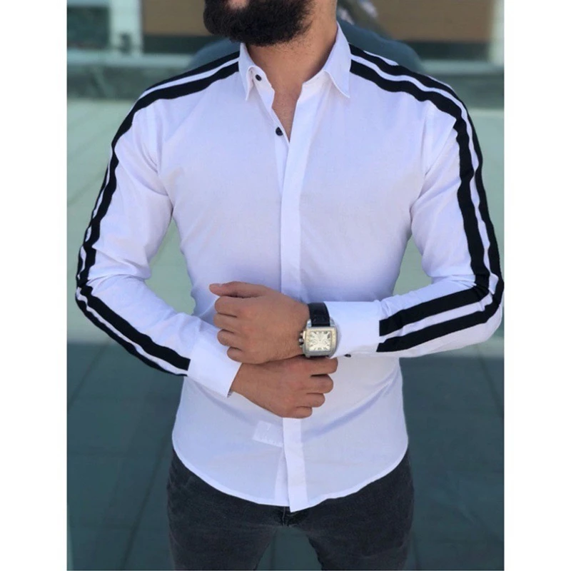 Camisa ajustada de estilo clásico para hombre, camisa informal de manga larga, a la moda, tela cómoda y versátil con personalidad