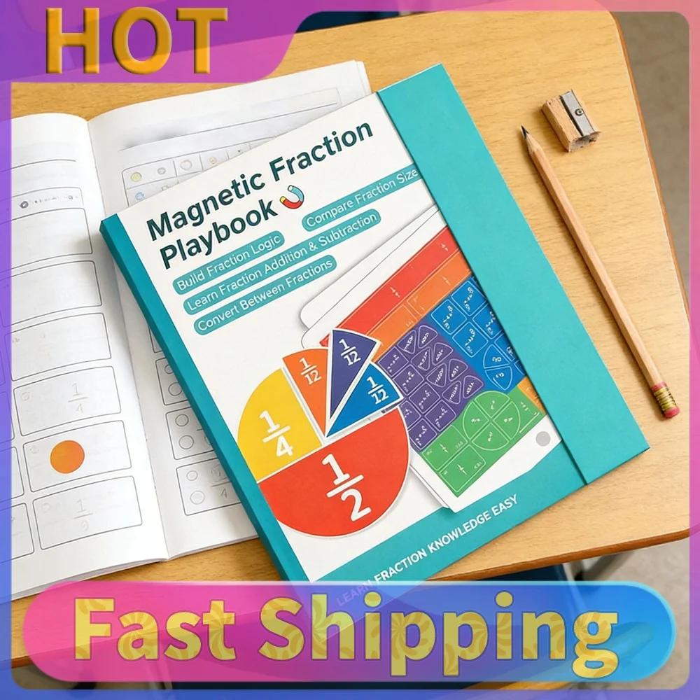 Hands-On Fractions Board Reusable Fraction Book Learning Tools Math Learning Puzzle Block Set for Elementary
