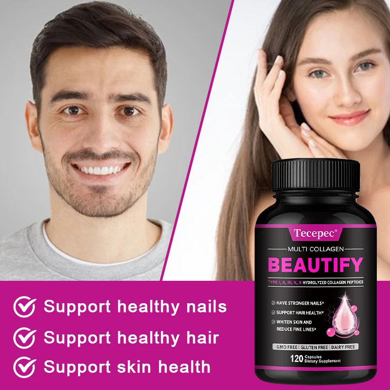

Collagen Peptide Capsules - Hair, Nail, Skin, and Joint Health Supplements, Boosts Energy, Tightens Skin, Antioxidant