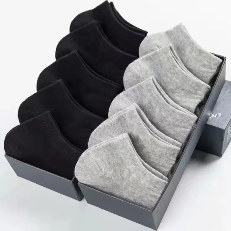 20 Stück/ Herrensocken Frühling Sommer dünne atmungsaktive weiche Polyester-Baumwollsocken schwarz Casual Business Ankle Bootssocken Größe EU38-45