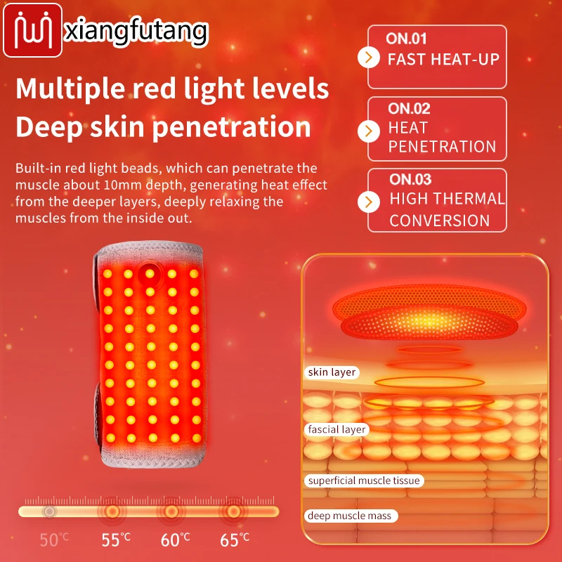 Protector de brazo calefactor de luz roja portátil con masajeador de vibración alivia el dolor muscular overexerencia recuperación del brazo mantener caliente
