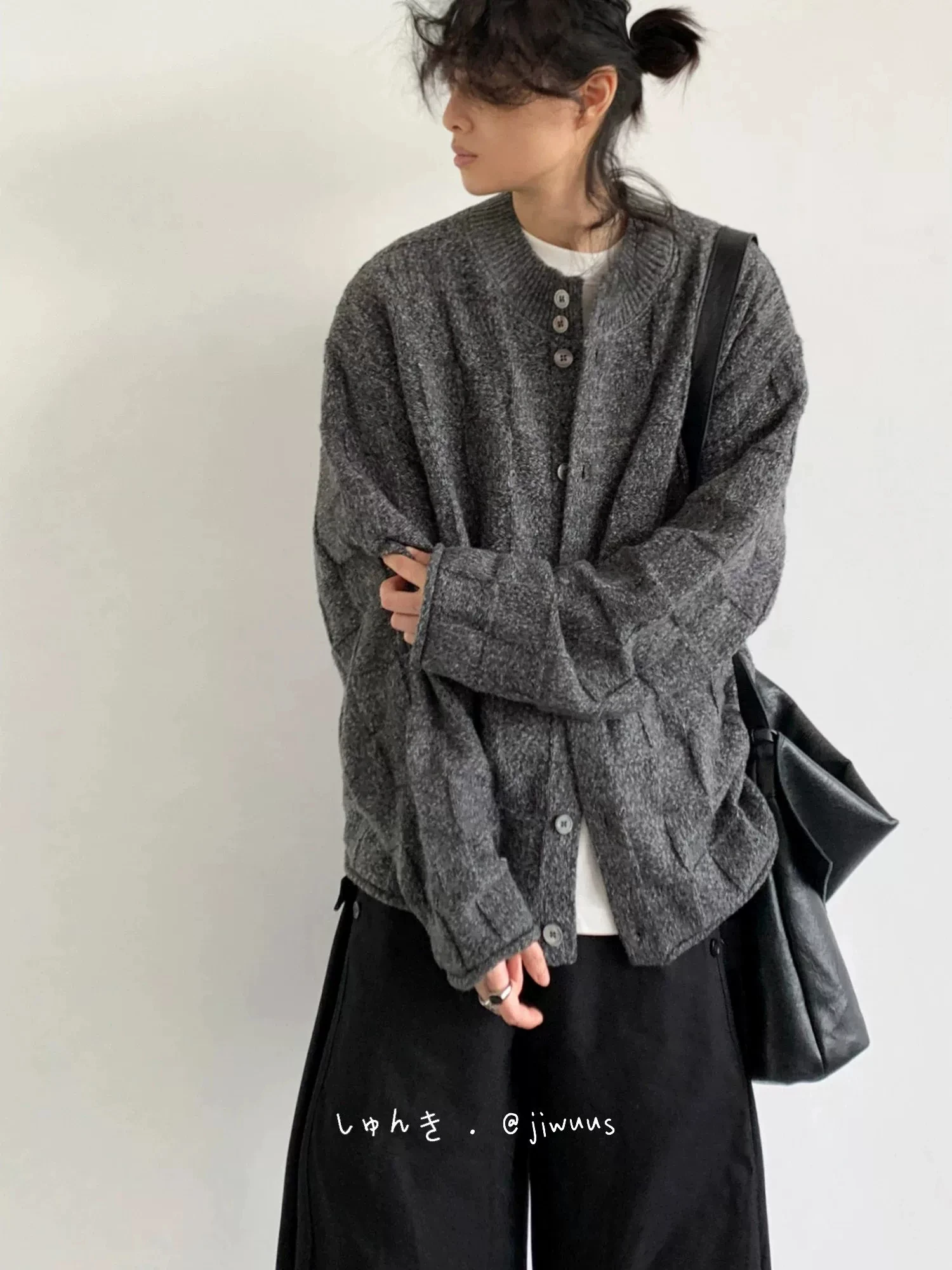 Autumn Winter New Style Japanese Style 3D Diamond Pattern Knitted Open Cardigan Men's Loose Single Button Versatile Sweater