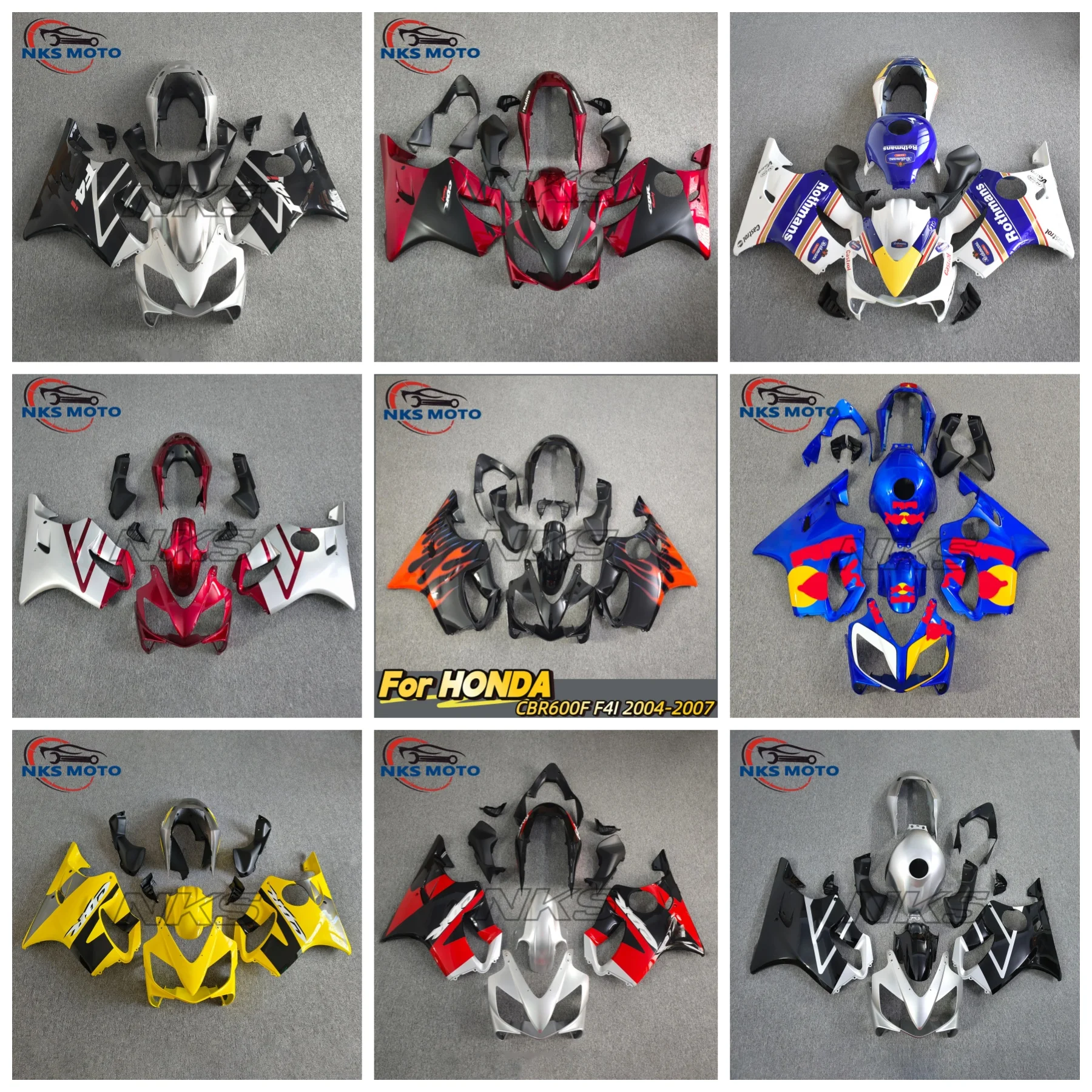 ABS Red Blue Fairings Kits For Honda 2004 2005 CBR600F4i 2006 2007 Cbr 600 F4i 04 05 06 07 Plastic Injection Fairing Body kits