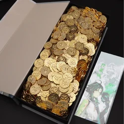 10/250pcs Game Genshin Impact Mora Coin Toy Gift Box Package Metal Cosplay Gold Currency Prop Fatui Mondstadt Liyue Snezhnaya