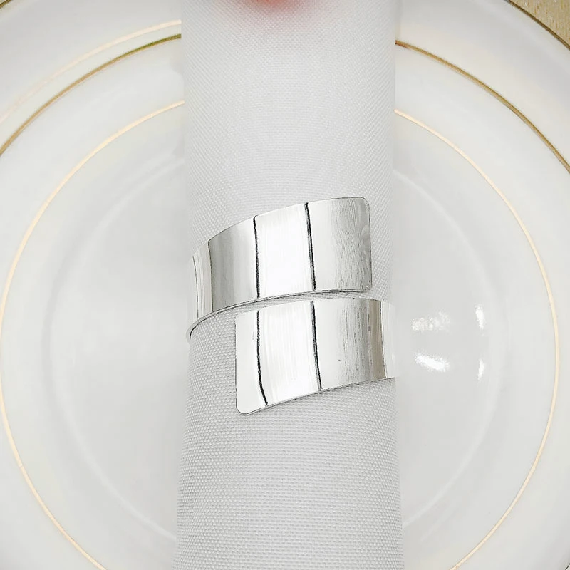 6 Pcs Napkin Ring,Circle Napkin Holder for Wedding Christmas Party Dinner Table Decor Silver