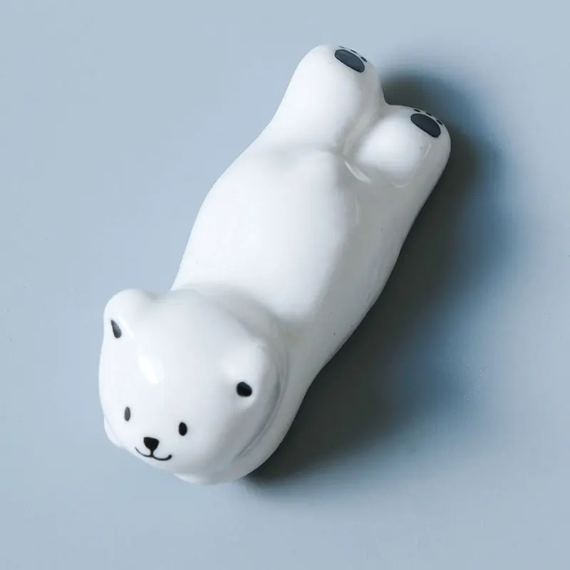 Kawaii Polar Bear Chopstick Holder Chop Stick Stand Ceramic Chopsticks Rest Home Restaurant Tableware Dining Kitchen Accessories