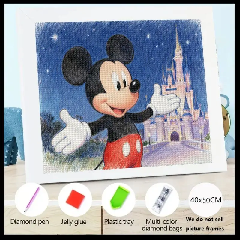 

Горячий новый набор для алмазной живописи 5D Full Drill, Микки Маус Диснея и сказочный замок под звездной ночью, сделай сам, хрустальные стразы Em