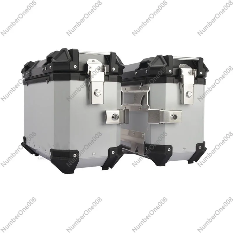 35L Aluminum Alloy Motorcycle Rear Top Box & Side Luggage Set - Lockable Travel Trunk Tool Case (2pcs)