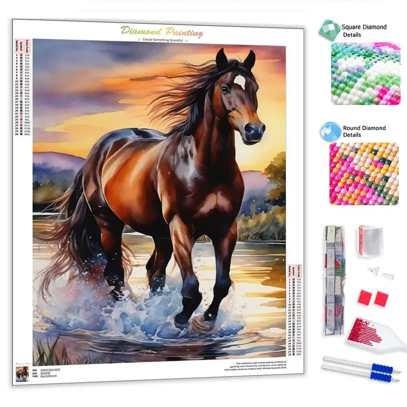 5D Diy Diamond Painting Horse Animals Full Diamond Mosaic Embroidery Cross Stitch Kit Picture Of Rhinestone Home Art Decor Gift