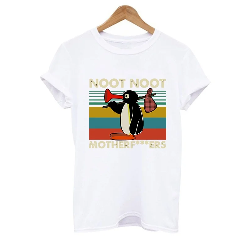 2024 Hot sale Pingu Noot Noot Motherfu*kers Vintage Women Short Sleeve T Shirt Cotton Tee