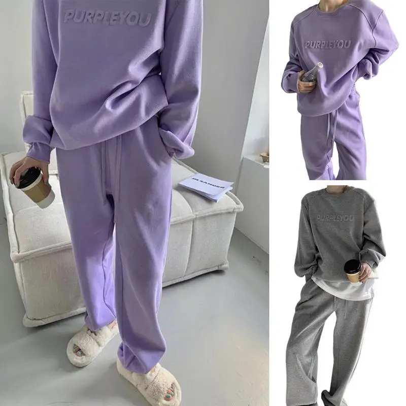 Women Fleece Tracksuit Sets Winter Long Sleeve Sweatshirts Jogger Pant 2 Piece Outfits Workout Athletic Loungewear