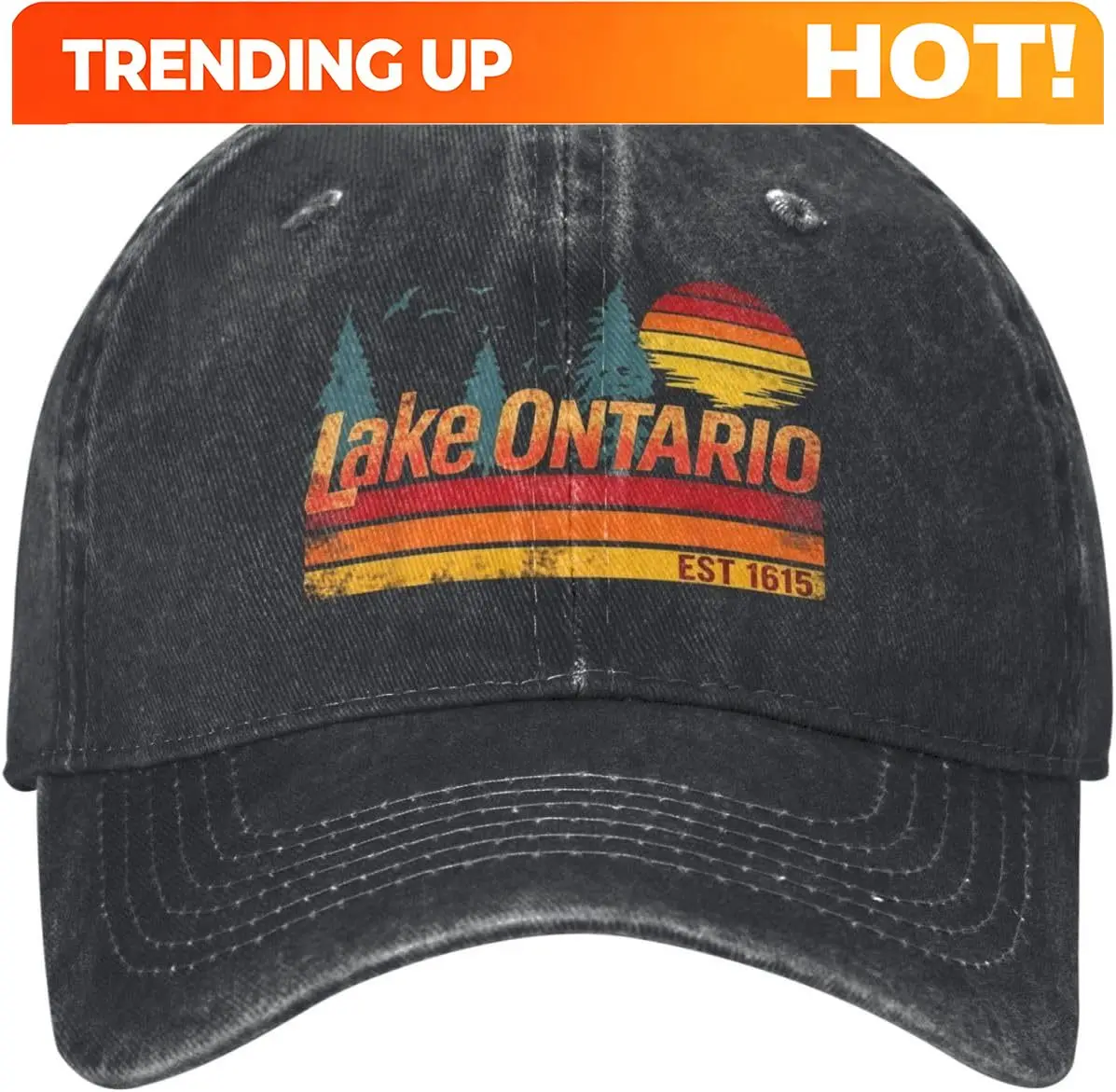 Customization Lake Ontario Forever Hat Retro Sunset Cotton Cap