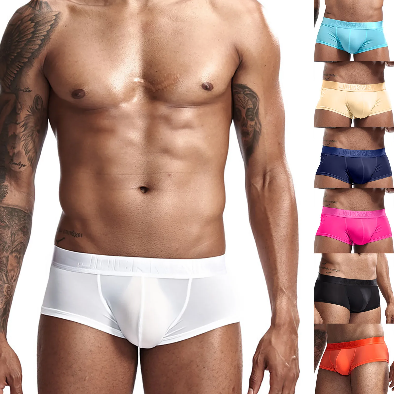 Sexy Underwear Men'S Boxer Briefs Shorts Ice Silk Original Translucent Seamless Men'S Ultra-Thin Transparent Fun Gay Underwear