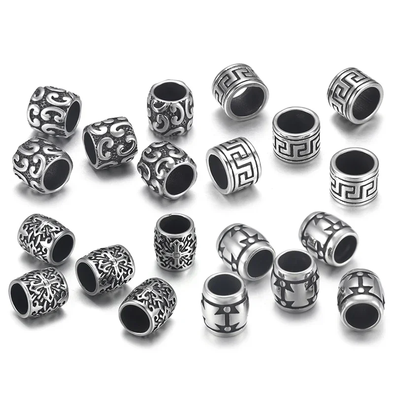 Stainless Steel Paracord Beads Fit 8mm Large Hole Sliders Bead Bracelet Jewelry Making DIY Spacer Knife Lanyard Accessories