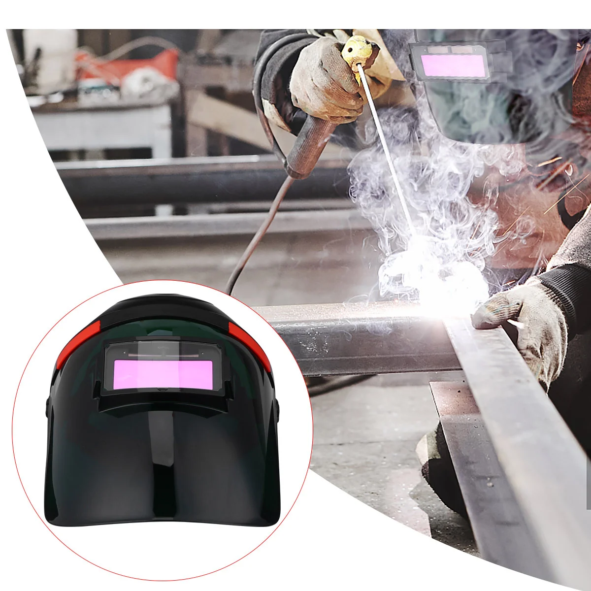 

Auto Darkening Mask Solar Rechargeable PC for Arc TIG Welding Light Shielding Sensitivity Adjustment Flame Retardant High