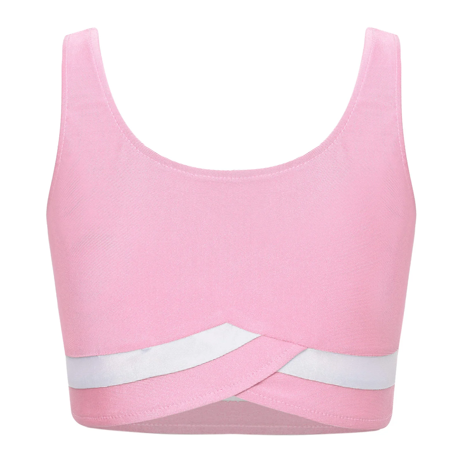 Kids Tops for Girls Contrast Color Athletic U Neck Sleeveless Sports Vest Crop Tops for Gymnastics Figure Skating Yoga Workout