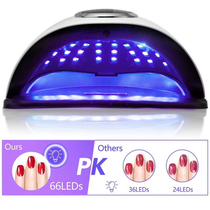 300W Professional Nail Dryer Lamp For Manicure Powerful UV Gel Nail Lamp 66 LEDs  Automatic Sensing Gel Polish Drying Lamp