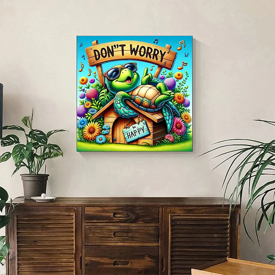 EverShine Diamond Painting Turtle House Picture of Rhinestones Mosaic Animal New 2025 Embroidery Cartoon Sale Decor for Home