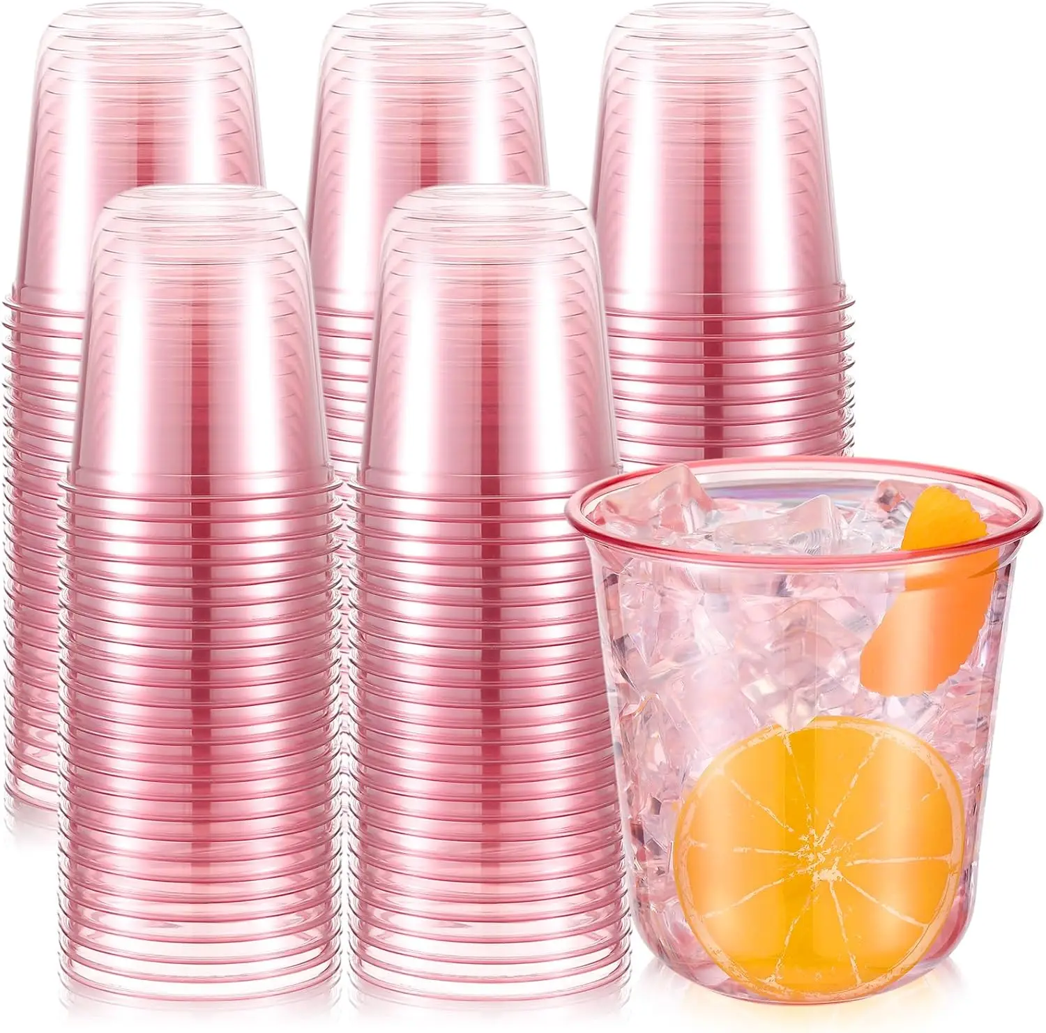 

100 Pcs Disposable Stemless Glasses 12oz Crystal Plastic Wine Glasses Clear Classic Pet Cup for Meeting Weddings Birthday