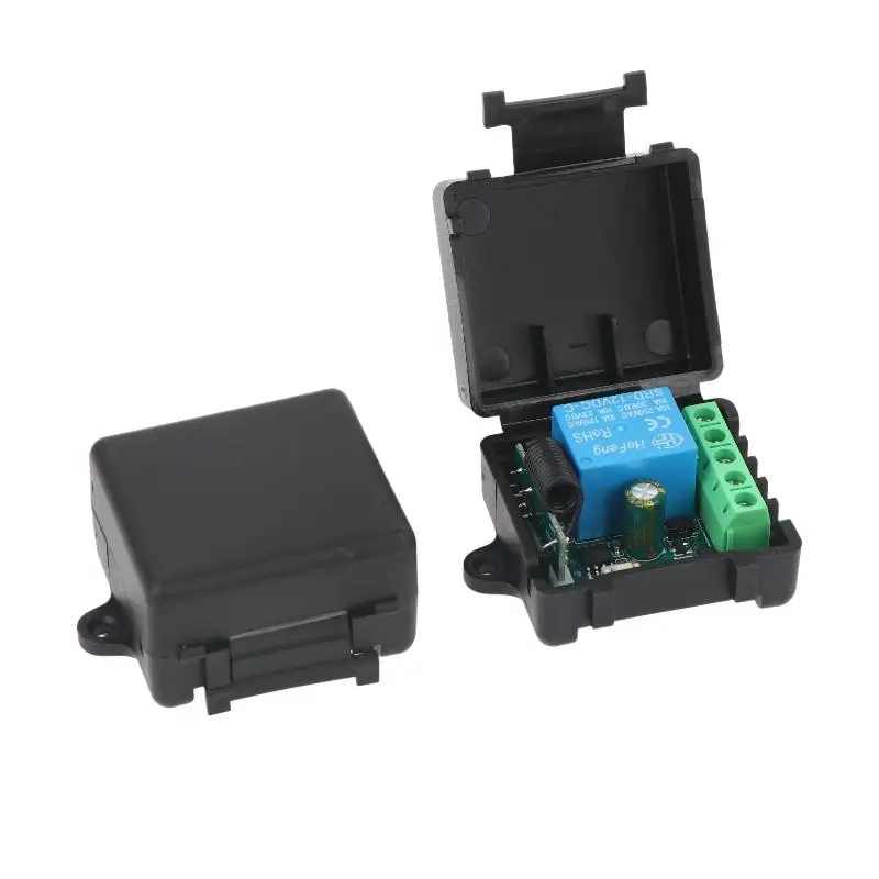 DC12V Single Channel Wireless Relay Board 433.92M Remote Module Self Lock Interlock Protective Shell For Lamp Motor Control