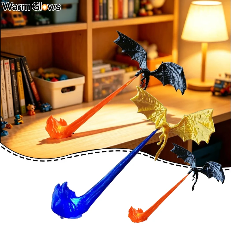 Fire Breathing Dragon Bookshelf Nook Light 3d Printed Flying Dragon Shelf Decor Lover Gift For Halloween Indoor Table Display