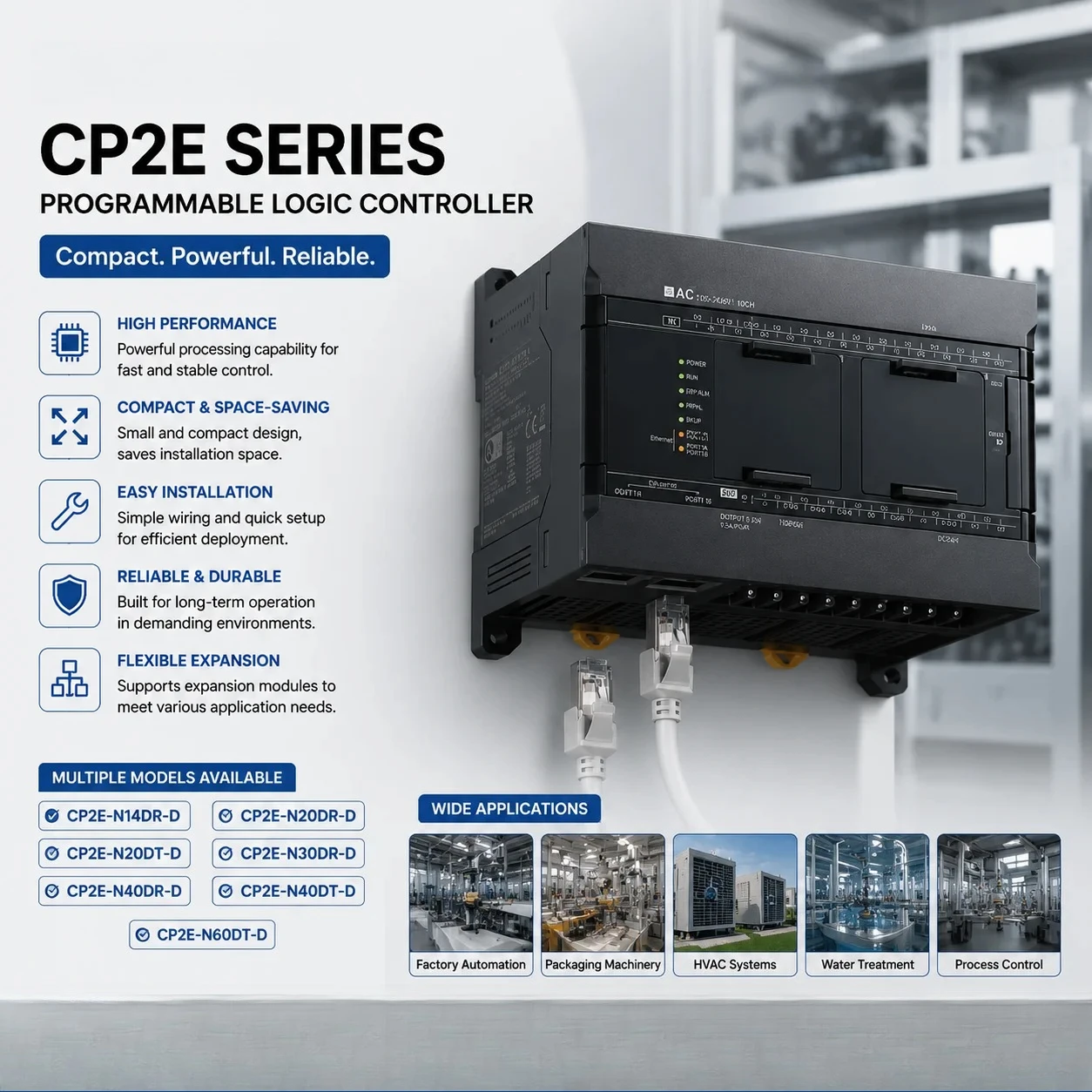Original Omron PLC CP2E-N14DR-D CP2E-N20DR-D CP2E-N20DT-D CP2E-N30DR-D CP2E-N40DR-D CP2E-N40DT-D CP2E-N60DT-D Programmable Logic