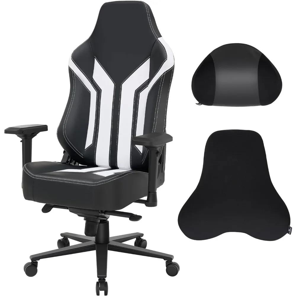 

Gaming Chair, Computer Desk Chairs, 4D Armrests, High Back Office Chair With Headrest & Lumbar Pillow, Tilt Rocker Rec