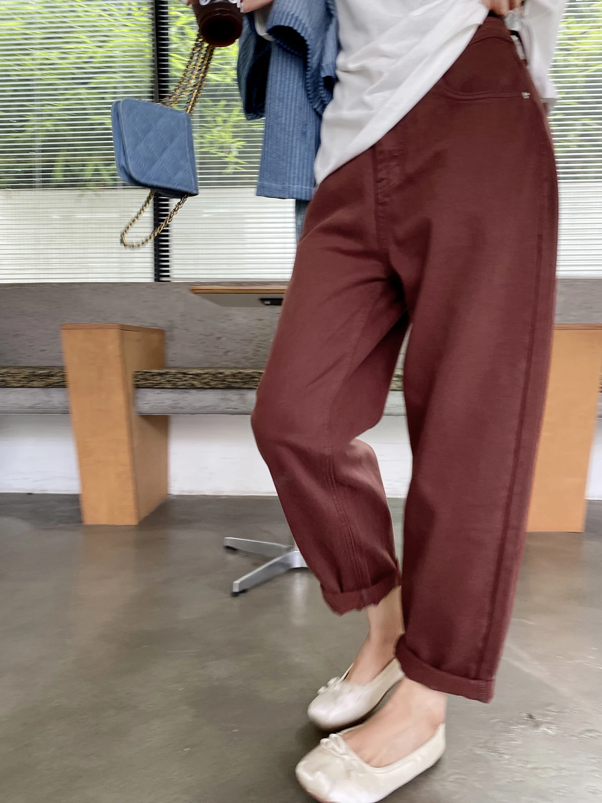 

Джинсы-шаровары Feelroom в стиле ретро, свободные, с высокой талией, для женщин, осенние, длинные, для коррекции фигуры, для фигуры «груша»