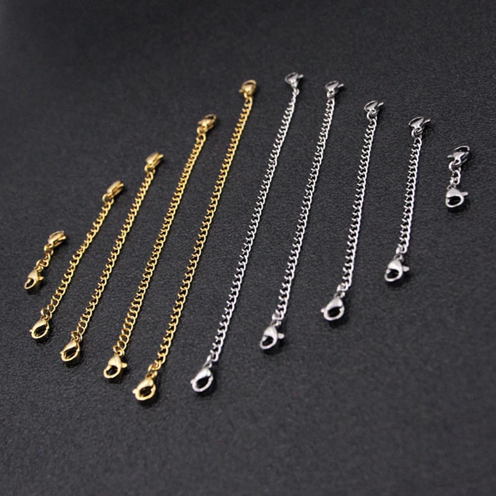 

5pcs Extender Chain Set 15cm 12cm 10cm 8cm 5cm Golden Stainless Steel Lobster Clasp for Necklace Bracelet Jewelry Making