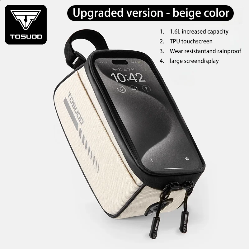 

TOSUOD Bicycle Front Beam Bag Front Tube Cycling Bag Bicycle Waterproof Phone Case Holder Touchscreen waterproof Saddle Bag ﻿